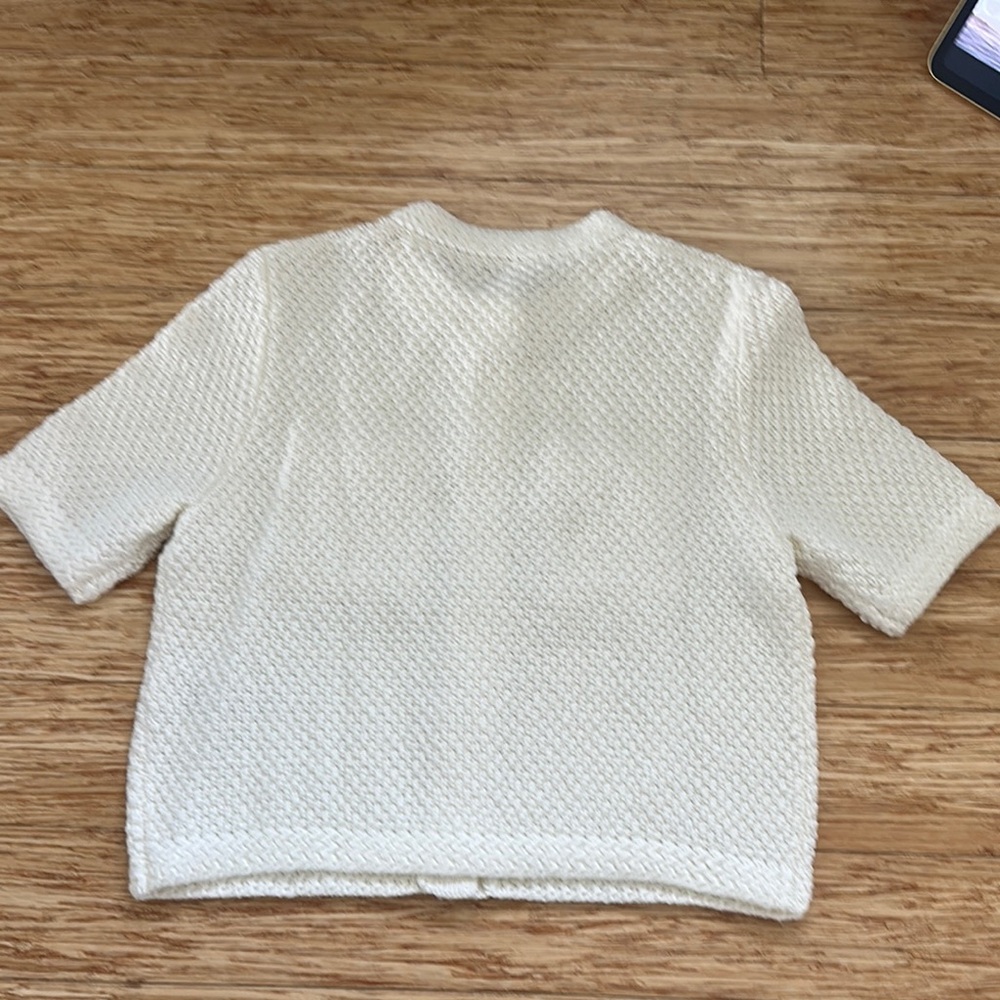 Goelia White Textured Short Sleeve Cardigan, Small - Picture 3 of 6
